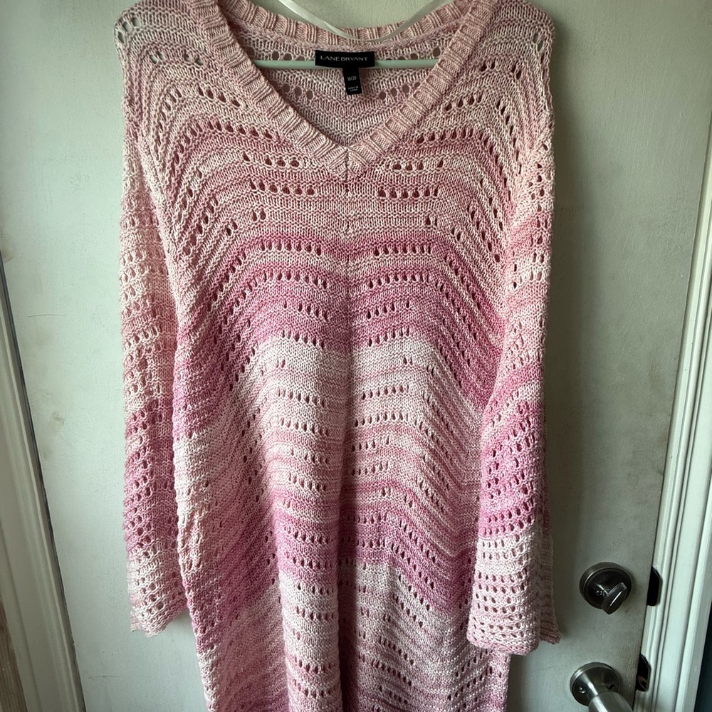 Lane Bryant Pink V-Neck Sweater